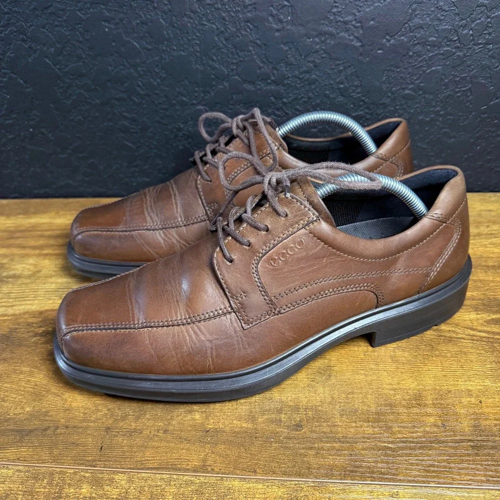 ECCO Helsinki Brown Leather Bike Toe‎ Oxford Mens EU 43 US 9-9.5
